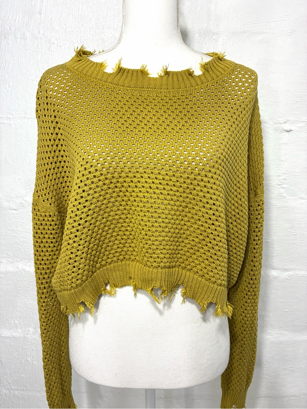 PLANET BY LAUREN G DISTRESSED OPEN KNOT SWEATER